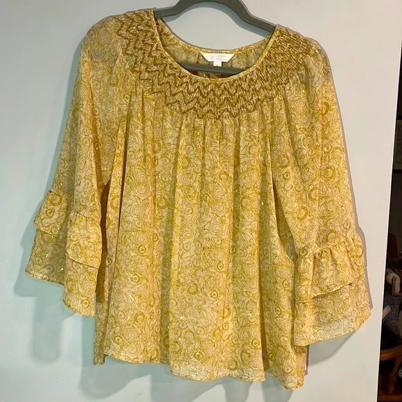 LC Lauren Conrad yellow and gold Blouse Size S - Picture 1 of 3